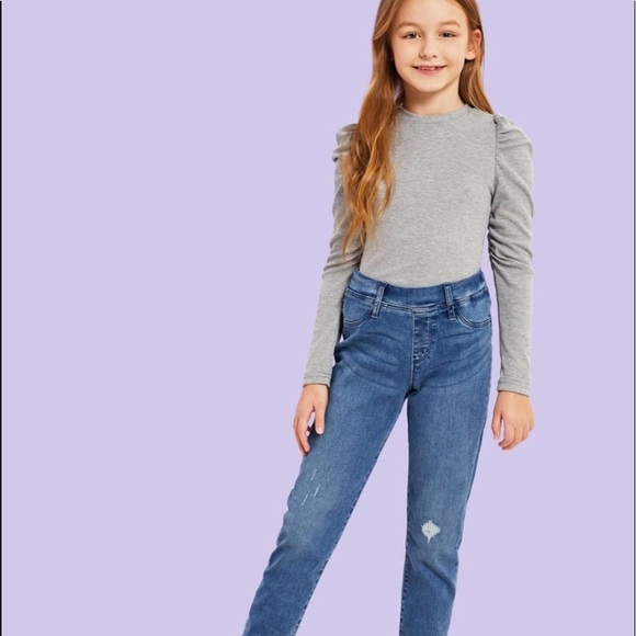 Grey GORGEOUS puff shoulder solid tee - Picture 4 of 4